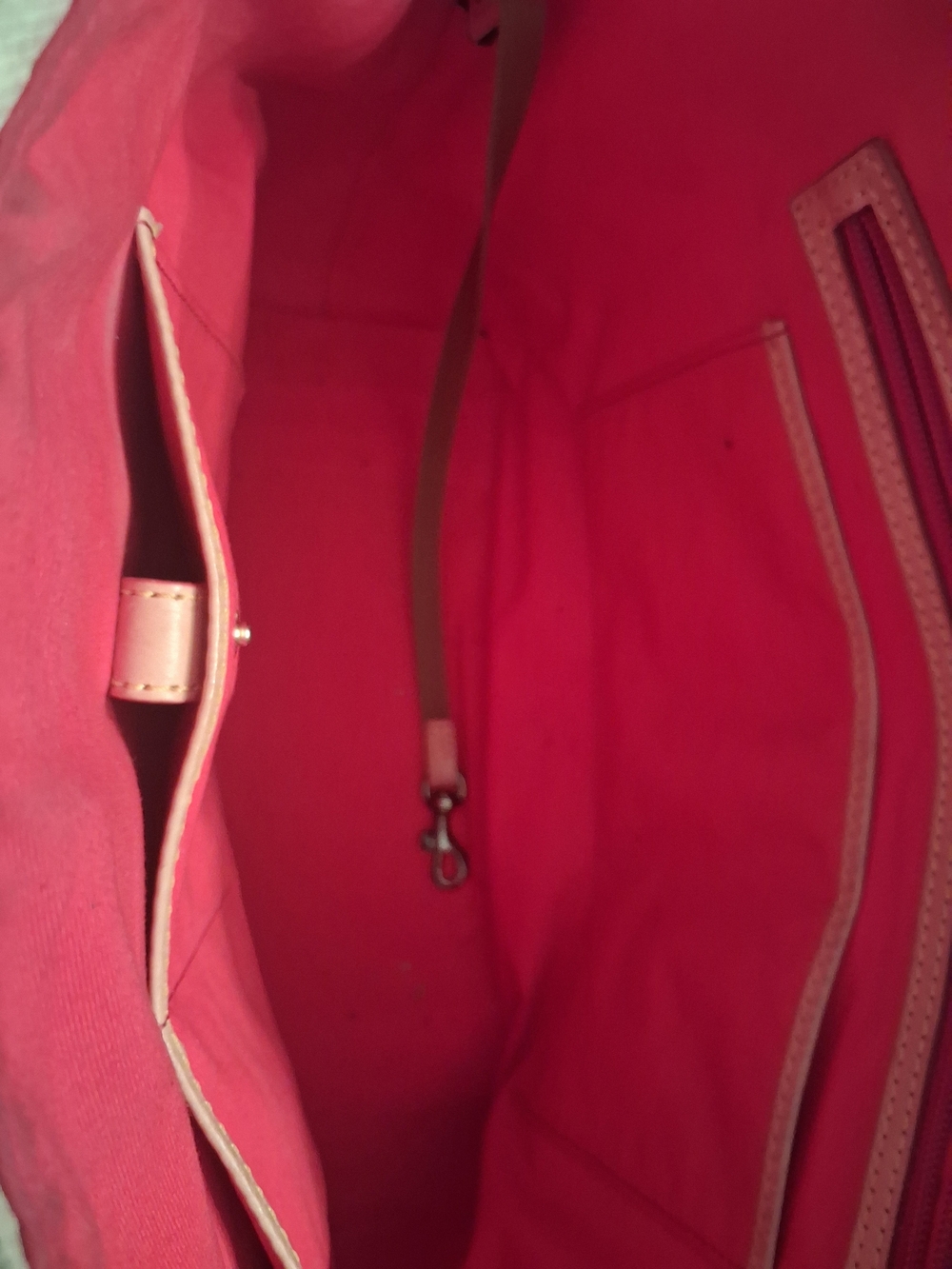 Dooney & Bourke Cream Tote with Black Polka Dots and Tan Leather Trim - Picture 9 of 12